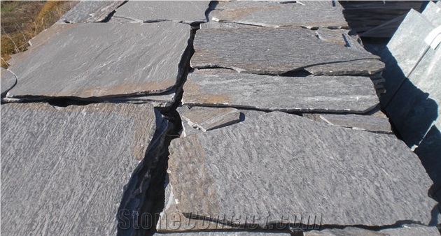 Karystos Grey Slate, Karystos Stones Grey Polygon Tiles & Slabs Greece