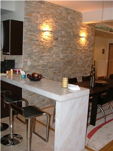 Kalliston White Marble Kitchen Countertop