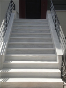 Volakas Marble Stairs, White Marble Greece Stairs & Steps