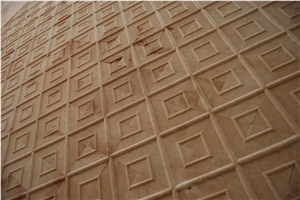 Light Cherry Travertine Cnc Carved Wall Panels, Blanco Fossil Travertine Wall Cladding, Beige Travertine Turkey Walling