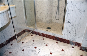 Bianco Venato Marble Bathhroom Design, Wall and Flooring, Shower Design, White Marble Italy Bath Design