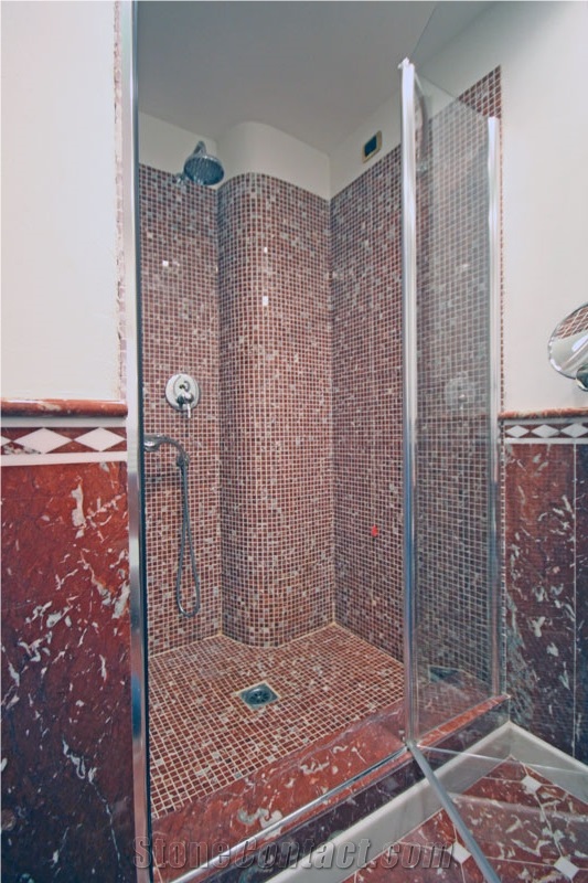 Rosso Francia Classico Marble Bathroom Design