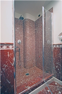 Rosso Francia Classico Marble Bathroom Design