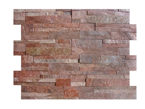 Copper Slate Stacked Wall Panel, Brown Slate India Cultured Stone