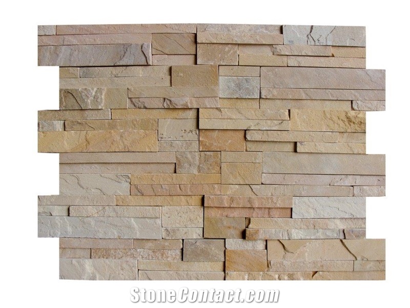 Tint Mint Sandstone Fossil Sand Wall Panel, Beige Sandstone India Cultured Stone