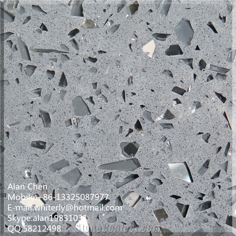 2015 New Quartz Stone China Quartz Stone Slabs, Grey Quartzite Kitchen Countertops