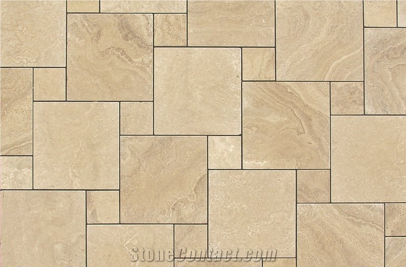 Travertine Versailles (French) Pattern Brushed and Chiseled