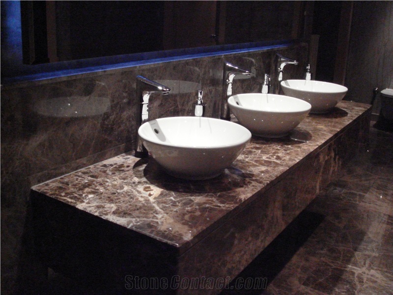 Fethiye Dark Emperador Marble Bath Countertops, Natural Stone Emperador Dark Marble Counter Tops Vanity Tops Ns-M3/D03