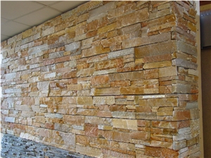 Cuarcita Orient Oro Stacked Wall Panels