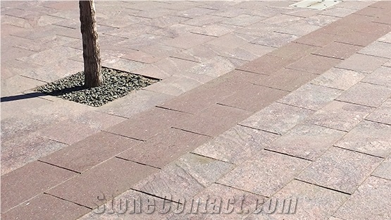 Colorado Rose Red Granite Textured Finish Used Primarily for Outdoor Applications Such as Pavers and Panels