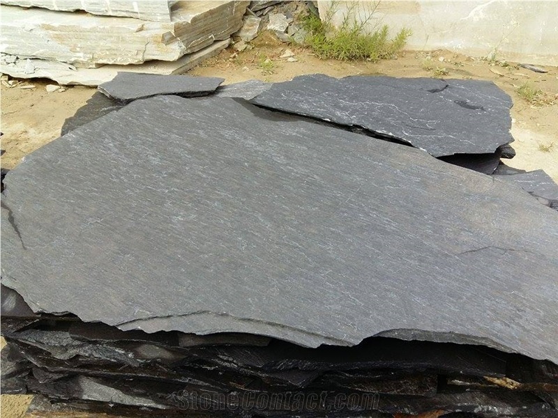 Petra Karystos Black Slate Flagstone, Black Stone
