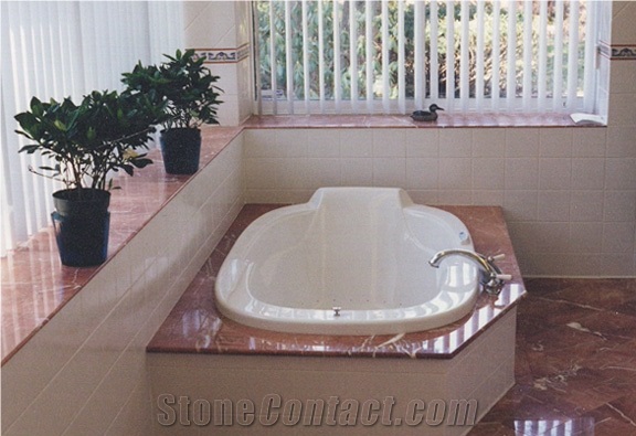 Rosso Verona Marble Bathtub Design