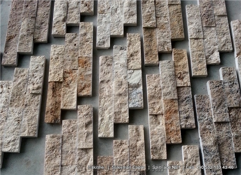 Split Face Travertine Tiles Decors Stone Wall Cladding