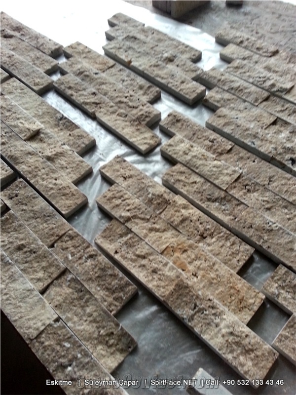 Travertine Tiles Split Face Wall Cladding Stones, Beige Travertine Wall Cladding