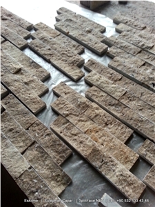 Travertine Tiles Split Face Wall Cladding Stones, Beige Travertine Wall Cladding