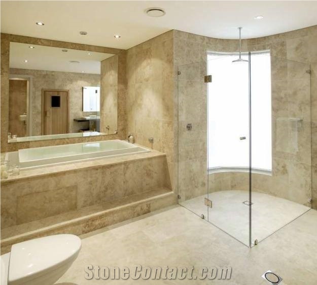 Crema Del Desierto Limestone Bathroom Design, Beige Limestone Mexico Walling, Flooring Tiles