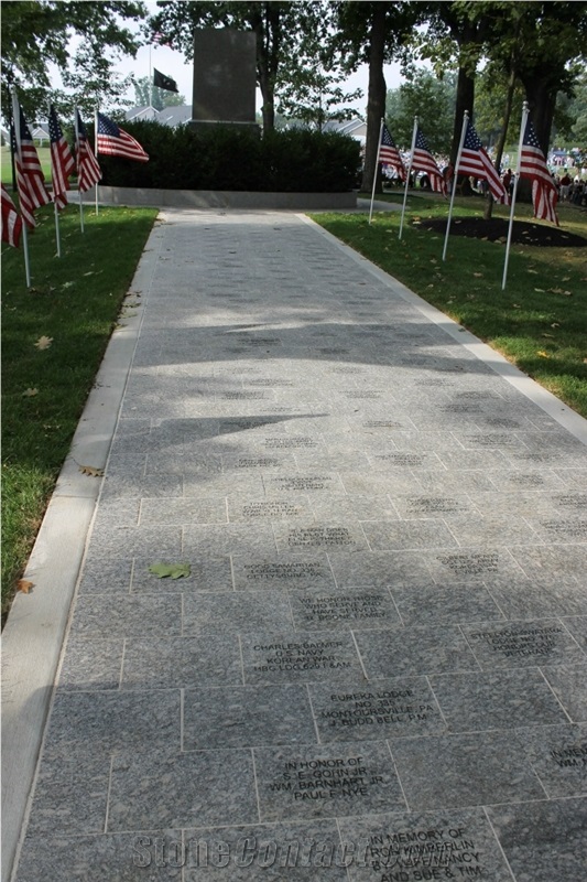 Veterans Grove at Masonic Village Memorial - Greene County Granite for the Pavers and Curbing