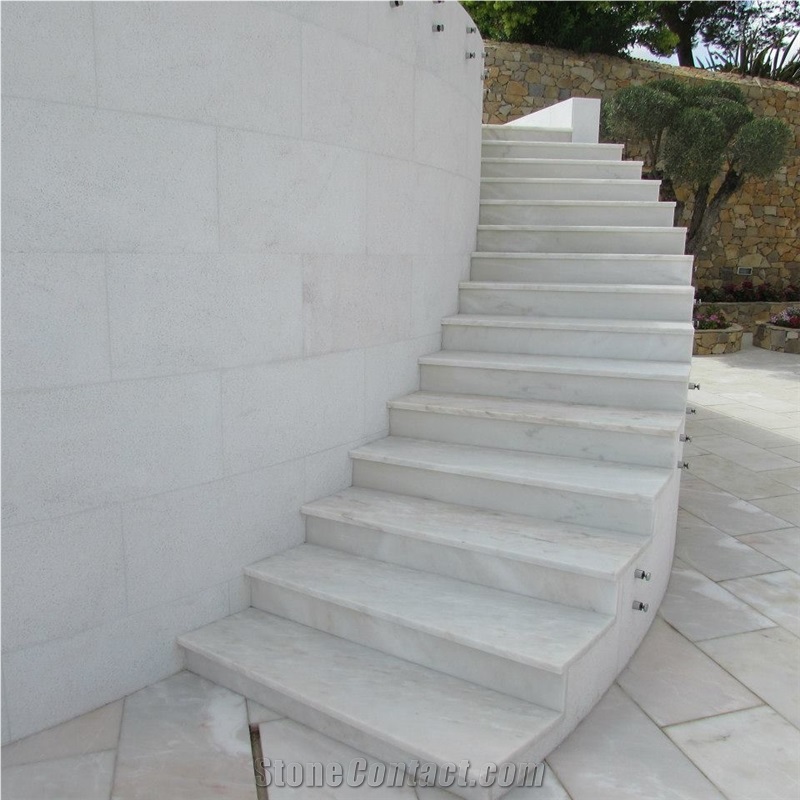 Estremoz Creme P Marble Stairs, White Marble Portugal Stairs & Steps