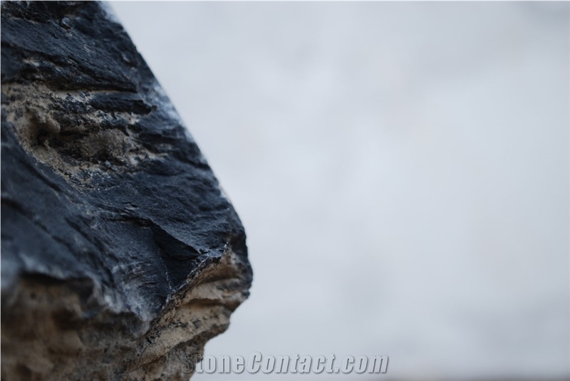 Evenos (Edessa) Pure Black Marble Rock Finish，Black Marble Greece Rocks, Tiles & Slabs