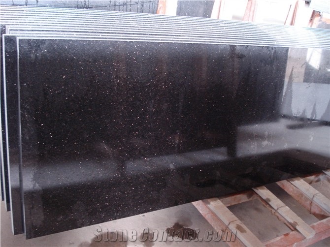 High Quality Black Galaxy Stone Countertops for Kitchen & Bathroom Tops, Black Galaxy Granite Kitchen Countertops