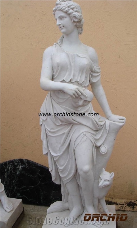 Carved Marble Western Statues Maker, White Marble Western Statues