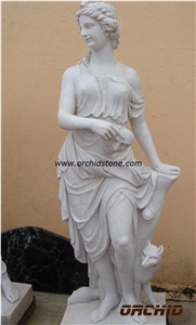 Carved Marble Western Statues Maker, White Marble Western Statues