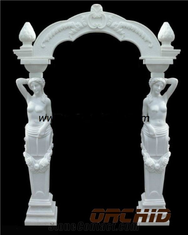 Carved Natural Marble Door Sills, White Bluestone Gates & Fence