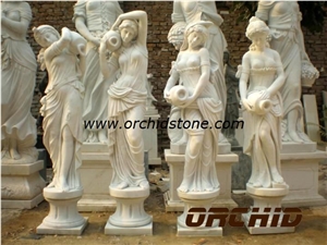 Carved Natural Marble Western Statuary, Beige Marble Sculpture & Statue