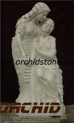 Carved Natural Marble Western Statue, White Marble Statues