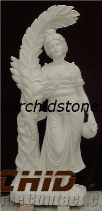 Carved Western Statuary, White Marble Sculpture & Statue