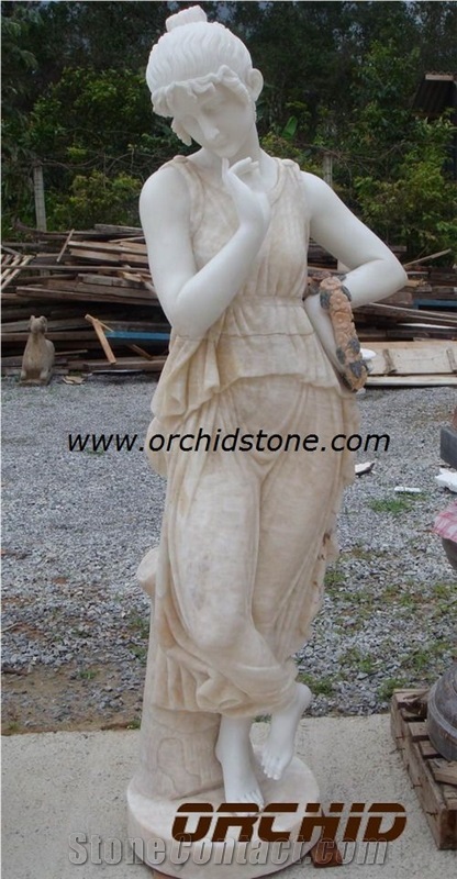 Carved Western Statues Maker, Beige Marble Western Statues