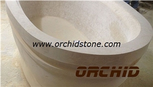 China Beige Carved Natural Marble Solid Surface Bath Tubs