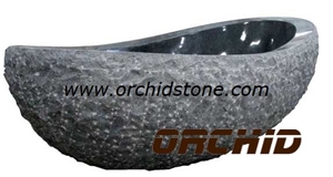 China Black Hand-Sculpted Natural Marble Solid Surface Bathtubs