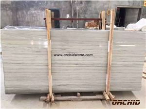Crystal Wood Grain White Marble Flooring Tiles, China White Marble