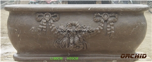 Hand-Sculpted Solid Natural Marble Bathtubs, Brown Marble Bathtubs