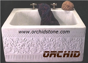 Hand-Sculpted Stone Bathtubs, White Marble Bathtubs