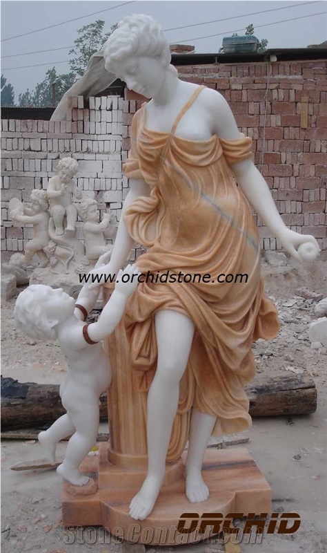 Hand-Sculptured Classical Garden Natural Marble Statues & Sculptures