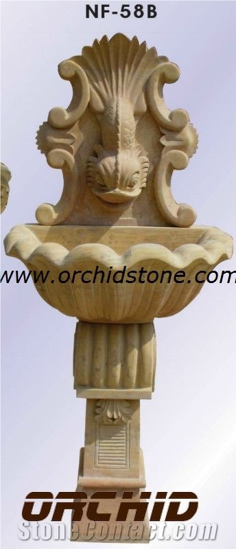 Hand-Sculptured Natural Marble Wall Fountain