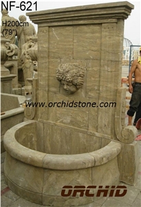 Handcarved Marble Wall Fountains, Beige Marble Fountain