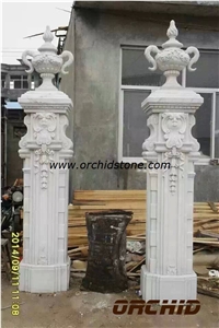 White Marble Sculptured Columns