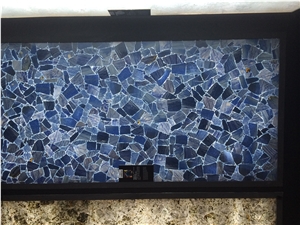 Azul Macaubas Semiprecious Stone Slabs & Tiles,Blue Gem Stone Slabs,Blue Semi Stone Wall Panel