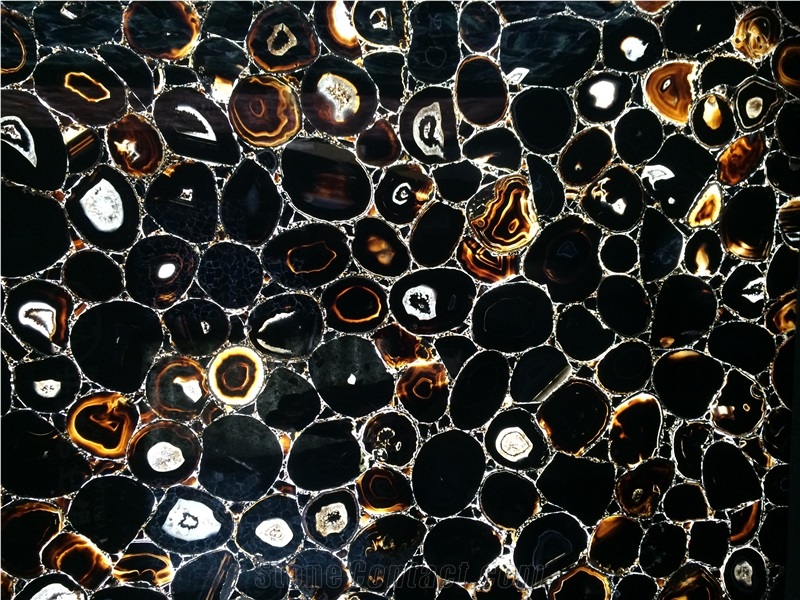Black Agate Semi Precious Stone Slabs & Tiles,Brown Semi Precious Wall Panels