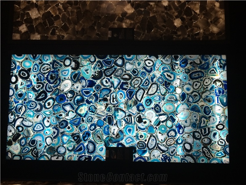 Blue Agate Semiprecious Stone Tiles & Slabs,Blue Semi Precious Stone Wall Panel,Blue Semi Precious Wall Covering/Interior Decoration for Kitchen Top