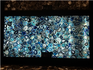 Blue Agate Semiprecious Stone Tiles & Slabs,Blue Semi Precious Stone Wall Panel,Blue Semi Precious Wall Covering/Interior Decoration for Kitchen Top