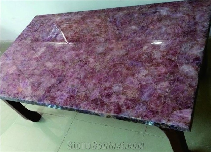 Pink Crystal Backlit Countertop,Table Top,Pink Semiprecious Bar Tops