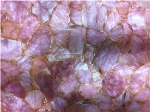 Pink Crystal Backlit Gem Stone Slas &Tiles,Pink Crystal Semi Presious Wall Panel,Home Decor