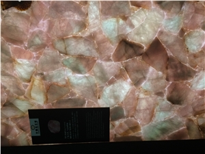 Pink Crystal Gem Stone Slas &Tiles,Pink Crystal Semi Presious Wall Panel,Pink Crystal ​Home Decor