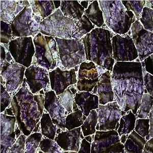 Purple Crystal Translucent ​Gem Stone/Semi Precious Stone Slabs & Tiles,Lilac Translucent Semiprecious Stone Panel