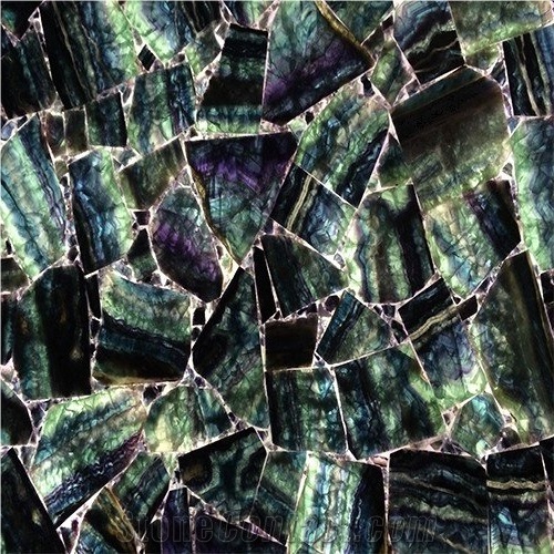 Purple Green Translucent Gem Stone/Semi Precious Stone Slabs & Tiles,Green with Lilac Translucent Semiprecious Stone Panel