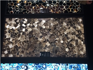 Smoke Crystal Gem Stone,Semi Precious Stone Slabs & Tiles,Brown Crystal Semi Precious Wall Panel,Indoor Decor Wall Covering/Interior Decoration